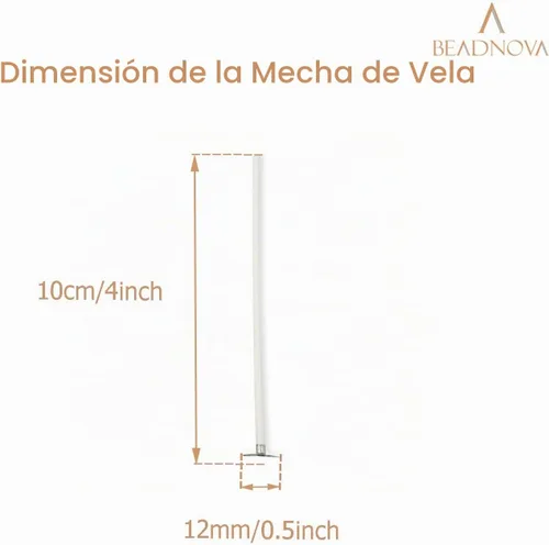 Vista 2 de BEADNOVA Mechas de algodón para velas de 4 pulgadas, 150 piezas, mechas cortas para hacer velas para hacer bricolaje