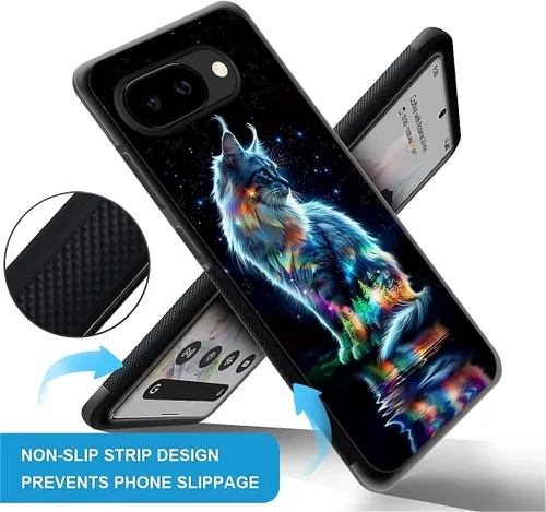 Vista 1308 de Compatible con Google Pixel 4A 5G Mobile Case Creative Acrylic Panel trasero Silicona Protección Grip especialmente diseñado para Google Pixel 4A 5G