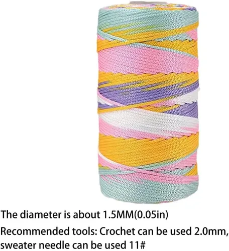 Vista 3 de 3 rollos de cuerda de macramé de 0.059 pulgadas, 3.53 oz/madeja de un solo hilo de cáñamo de color hielo, hilo de macramé para tejer, ganchillo