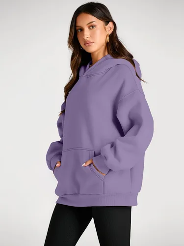 Vista 27 de Trendy Queen - Sudaderas extragrandes con capucha para mujer, suéteres de manga larga, sin botones, de vellón, de otoño, ropa de invierno