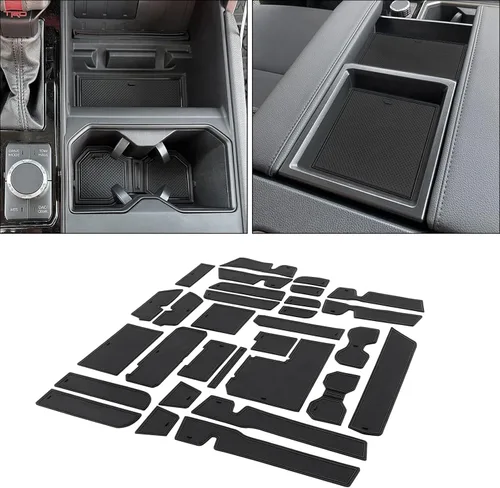 Vista 13 de Portavasos Insertos de bolsillo de puerta para Toyota Tundra 2014-2021 Negro (Black Trim)