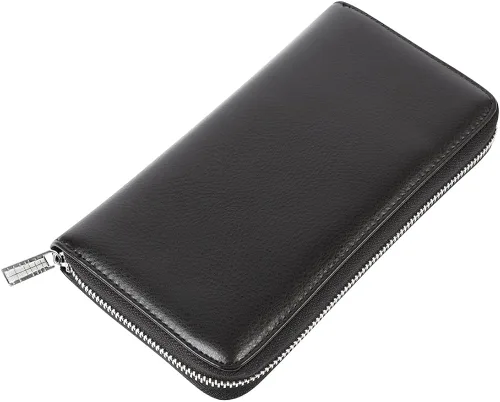 Vista 5 de Cynure Cartera grande de cuero con cierre RFID para mujer, 36 ranuras