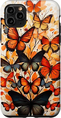 Vista 11 de iPhone 14 mariposa estética naranja mariposas naturaleza acuarela caso