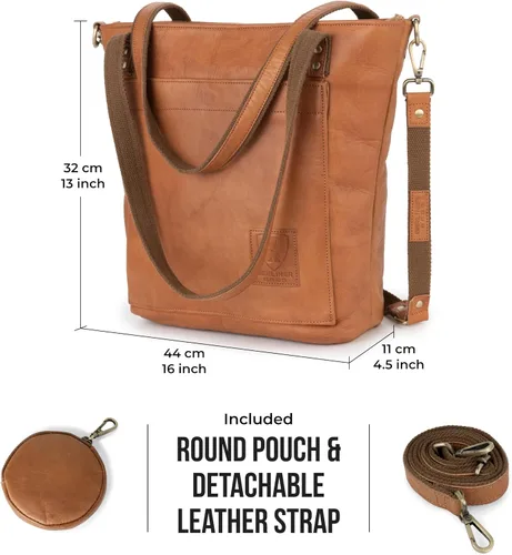 Vista 8 de BERLINER BAGS Bolso tote vintage de cuero genuino Verona, bolso de mano, comprador grande, bolsa de trabajo para mujer