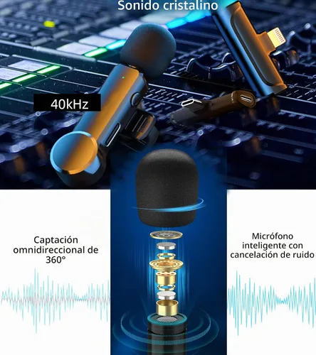 Vista 6 de NPTCL Paquete de 2 micrófonos Lavalier USB C inalámbrico Lav Mic para teléfono Android Cancelación de ruido Mini micrófono de solapa tipo C