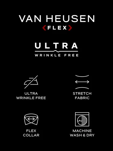 Vista 4 de Van Heusen Camisa de vestir para hombre, ajuste regular, sin arrugas, cuello flexible, elástica, sólida, Sólido