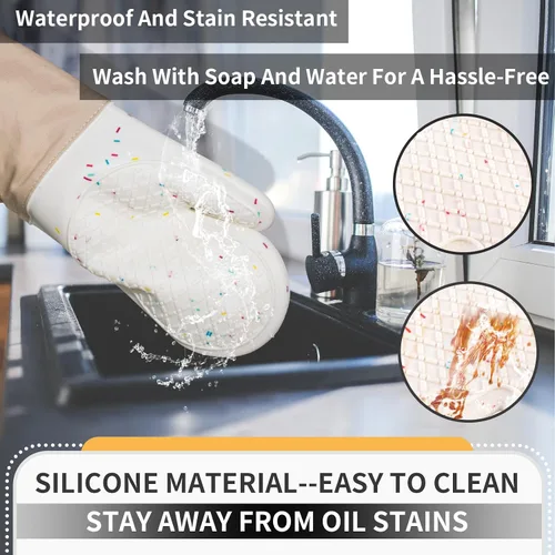 Vista 3 de Guantes de horno lindos, manoplas de cocina, guantes de horno para la cocina, guantes de horno para la cocina, guantes de horno de silicona lavables