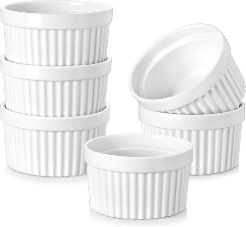 Vista 17 de MALACASA Ramequines de 119 ml aptos para horno, pequeños platos de soufflé cerámicos para crema brulée y soufflé, tazas de natillas de barro Azul