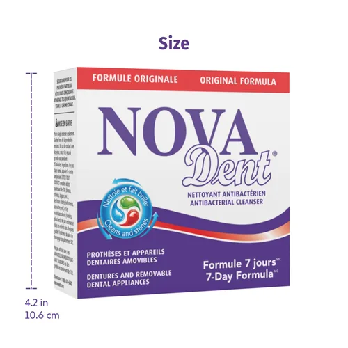 Vista 6 de Novadent Limpiador de dentaduras dentales: para aparatos dentales, retenedores, bandejas, protectores bucales, alineadores de dientes - 3 meses