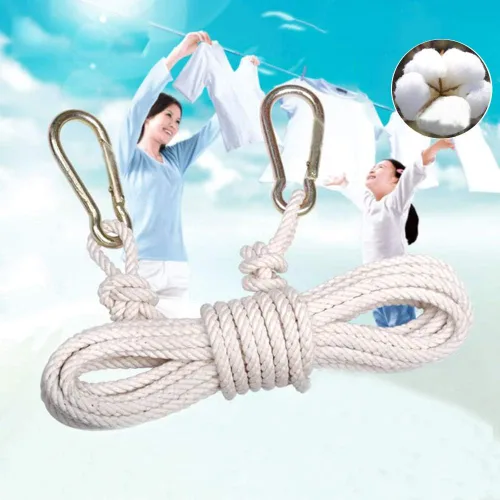 Vista 2 de Clothesline - Cuerda de secado de ropa, portátil, ajustable, para ropa interior y exterior, línea de ropa a prueba de viento, colgador para camping