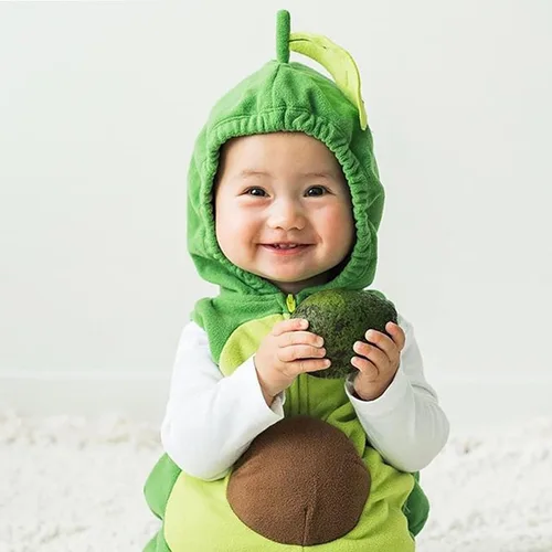Vista 4 de VISGOGO Mameluco con capucha para bebé y niña aguacate piña y fruta traje de 2 piezas