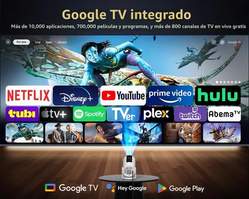 Vista 2 de [320ANSI/Google Store/Control de voz] Proyector inteligente con WiFi y Blanco
