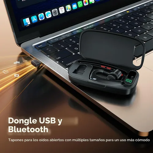 Vista 7 de Auriculares Bluetooth V5.3, auriculares inalámbricos con doble cancelación de ruido, estuche de carga, tiempo de espera de 300 horas, auriculares
