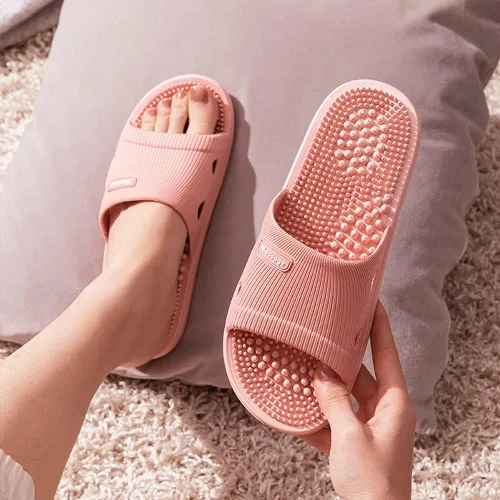 Vista 8 de Zapatillas de masaje de acupresión para fascitis plantar para mujeres, zapatillas de acupuntura para artritis, neuropatía, alivio del dolor