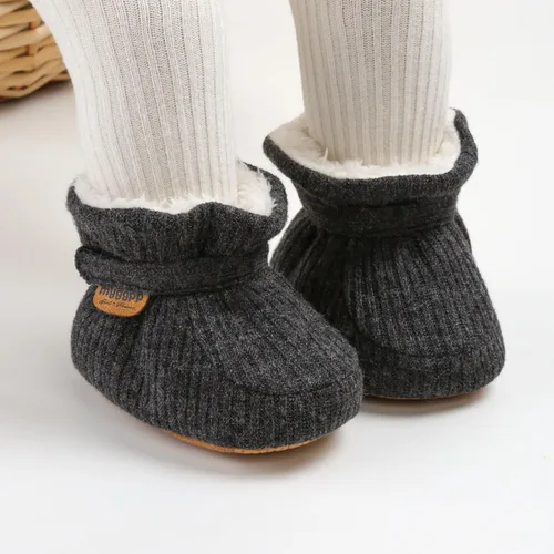 Vista 128 de Botines de forro polar para bebés, niños y niñas, pantuflas antideslizantes con agarre suave, zapatos de calcetín para recién nacidos, cuna