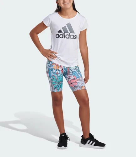 Vista 3 de adidas Pantalones cortos de bicicleta con estampado completo para niña, clear sky