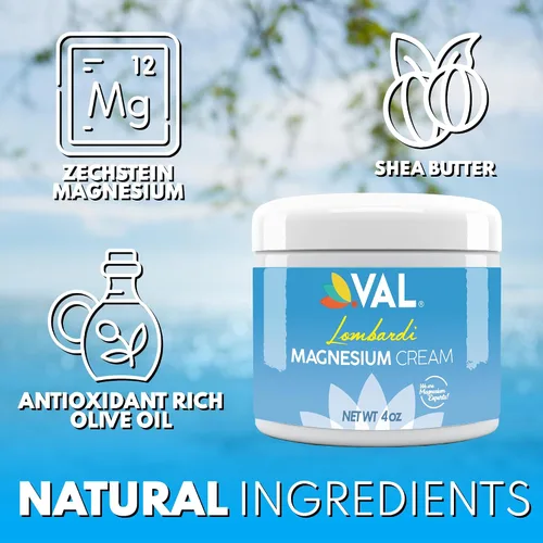 Vista 4 de VAL Lombardi Nighttime Magnesium Zechstein Cream Loción hidratante de rápida absorción para piernas, pies y pecho 4 onzas Jojoba y tuberosa