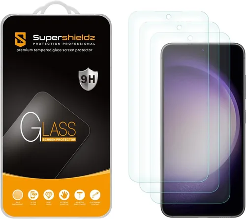 Vista 7 de Supershieldz (3 Pack) Protector de pantalla de vidrio templado antiarañazos y sin burbujas para Samsung Galaxy S23 5G