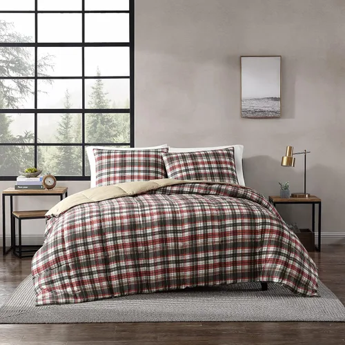 Vista 27 de Eddie Bauer - Juego de edredón twin, ropa de cama reversible a cuadros con funda a juego, peso medio para uso durante todo el año, artículos Aliso