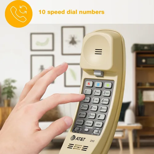 Vista 3 de AT&T Trimline 210 Teléfono fijo para casa, no requiere alimentación de CA, montaje en pared mejorado, teclado de botones grandes iluminado, 13