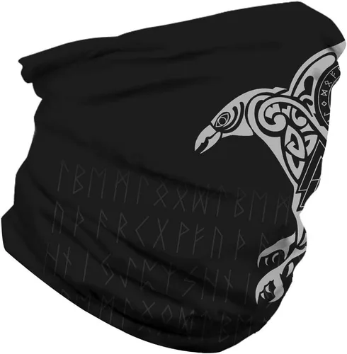 Vista 2 de GLUDEAR Máscara facial vikingo con estampado 3D de calavera y rayos UV, bandana sin costuras, bandana multifuncional para el cuello, para mujeres