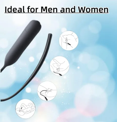 Vista 3 de Tapón uretral de silicona vibratorio con sonidos uretrales para el pene, dilatador masculino para masturbación uretral, negro (4.3 in)