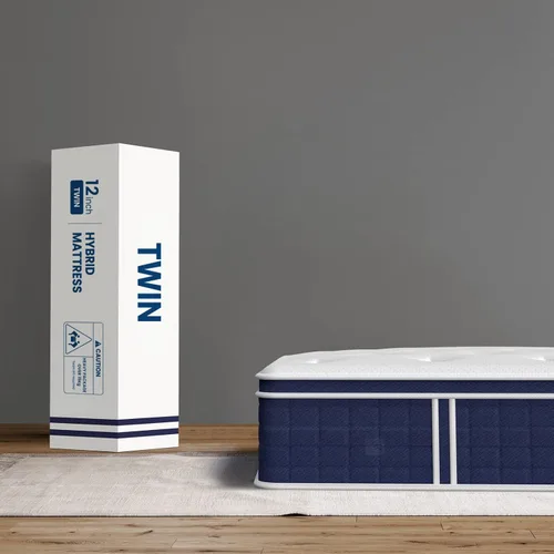 Vista 10 de Coolvie Colchón Twin de 10 pulgadas, Colchón híbrido con espuma viscoelástica de gel para un sueño nocturno fresco y alivio de presión, bolsillos