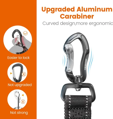 Vista 3 de IOKHEIRA Cinturón de seguridad para perro, arnés ajustable actualizado reflectante con elástico de bungee para asiento de coche con mosquetón Negro