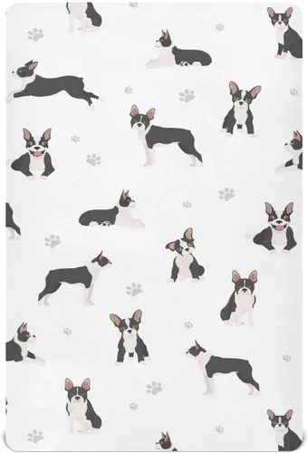 Vista 22 de English Bulldog - Sábanas transpirables para colchón de cuna, suaves y transpirables de 39 x 27 x 5 pulgadas Color: 12