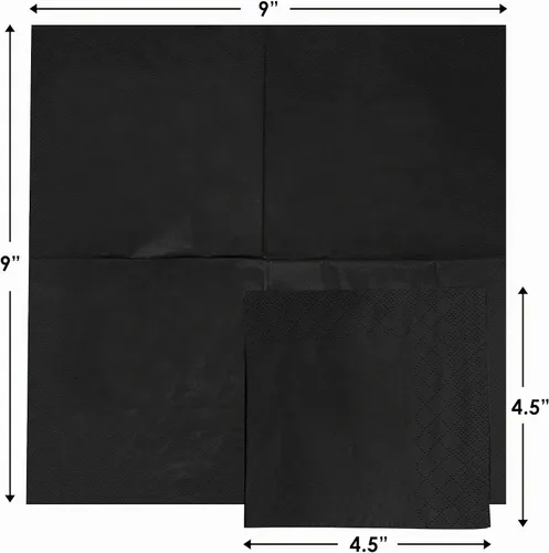 Vista 3 de Paquete de 500 servilletas de cóctel de papel – Servilletas de 3 capas negras de calidad – Servilletas de restaurante, evento y bar – Servilletas