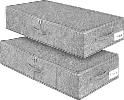 Vista 13 de Caja grande de conservación para vestidos de novia, paquete de 2 recipientes de almacenamiento debajo de la cama con tapas y asas, se adapta a