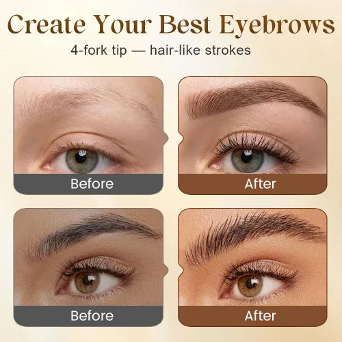 Vista 3 de 2 bolígrafos de cejas líquido Microblading de 4 puntas, crea trazos naturales similares al cabello, resistente al agua, de larga duración, a prueba