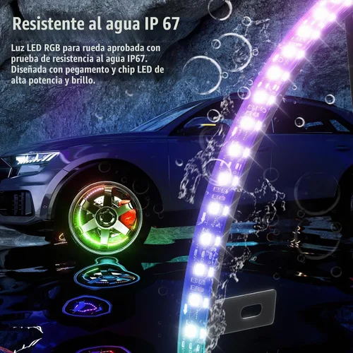 Vista 6 de Luces de rueda SUNPIE para camiones, luz de borde RGB secuencial universal de 15.5 pulgadas para automóvil - Luz de giro de ángulo amplio, luz