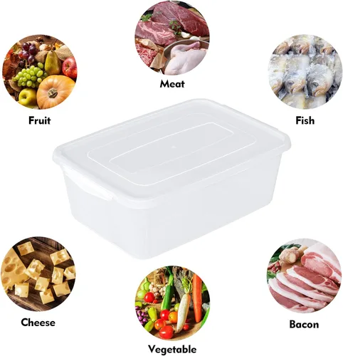 Vista 8 de Teyyvn Caja de almacenamiento de plástico transparente de 14 L, 2 contenedores de plástico con pestillo de almacenamiento Apto para lavavajillas