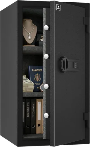 Vista 9 de TIGERKING Caja fuerte ignífuga, 1.8 pies cúbicos, caja de seguridad digital grande de acero con teclado de botón de código, resistente para el hogar