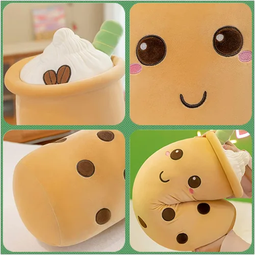 Vista 4 de Rexinc - Lindos peluches Boba, peluche Boba de felpa larga, almohada de peluche de burbujas de té, animal de peluche para regalo para niños