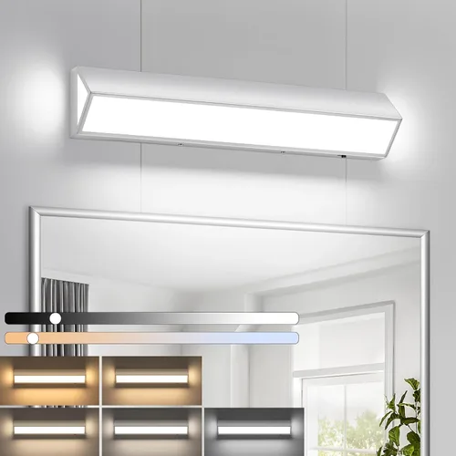 Vista 14 de Barra de luz LED moderna para tocador de baño (16 pulgadas, 5 CCT, regulable), accesorios de iluminación de pared de baño de acrílico moderno sobre