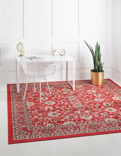 Vista 115 de Unique Loom Sialk Hill Collection - Alfombra de área Washington (6' 1" x 9' Rectángulo Burdeos/Crema)