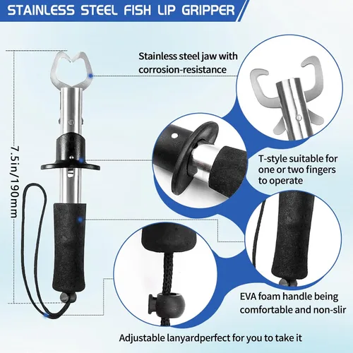 Vista 4 de XBLACK Kit de herramientas de pesca, alicates de pesca, pinza de pescado, báscula de pesca, herramientas de agarre de pescado, equipo de pesca