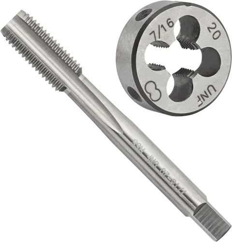 Vista 8 de 7/16 "-14 UNC HSS Tap And Die Set, 7/16 x 14 UNC Macho de rosca de máquina y rosca redonda Die mano derecha 7/16 x 14 UNC HSS Machine Thread Tap