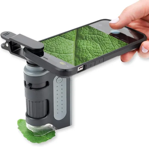 Vista 9 de Microscopio de bolsillo Carson MicroBrite Plus 60x 120x con iluminación de energía LED (MM-300). Portable Handheld Microscope STEM Toy - Mini