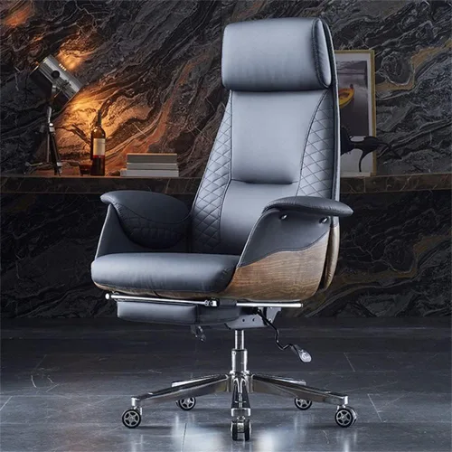 Vista 4 de LAKIQ Silla de oficina giratoria ejecutiva de respaldo alto, escritorio para computadora, silla con brazo de cuero, sillas de gestión ajustables