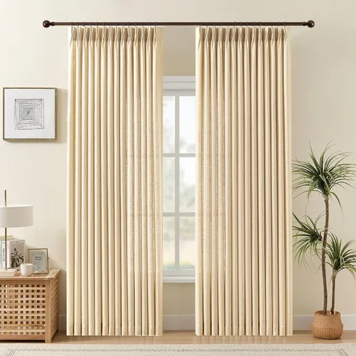 Vista 21 de Cortinas plisadas de lino semitransparentes de 96 pulgadas, filtrado de luz Natural