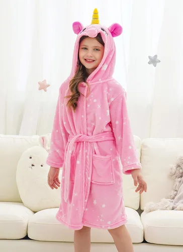 Vista 2 de Doctor Unicorn Girls Unicorn Galaxy Stars Hooded Robe, Unicorn Gifts for Girls
