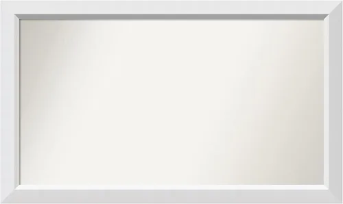 Vista 26 de Amanti Art Espejo de baño blanco para sobre el fregadero, 24 x 26 pulgadas, espejo rectangular blanco y blanco, marco de madera contemporáneo