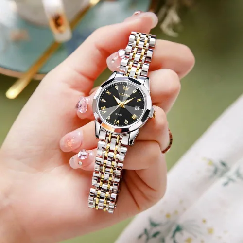 Vista 4 de OLEVS Reloj de pulsera para mujer, pequeño reloj de pulsera de acero inoxidable para mujer, reloj analógico de cuarzo para mujer