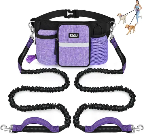 Vista 9 de ETACCU - Correa para perro manos libres con bolsa para teléfono 1 Perro Azul-negro