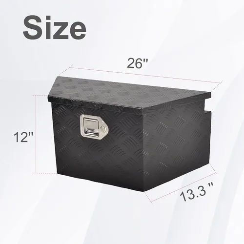 Vista 2 de Caja de herramientas de lengüeta de remoleta de aluminio de 26 pulgadas, caja de almacenamiento de utilidad amplia para remolque, organizador
