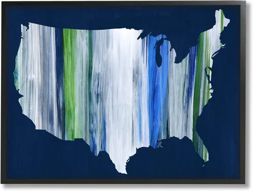 Vista 10 de Stupell Industries Abstract Stripe - Placa de pared con mapa de Estados Unidos de América, 19 x 13, azul