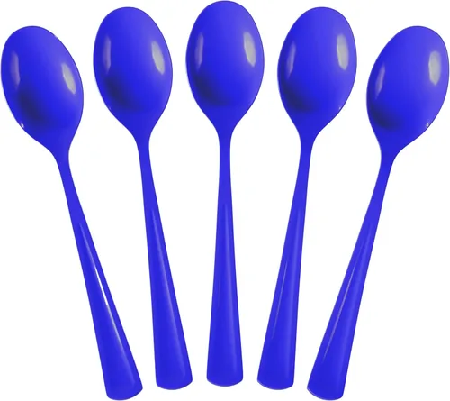 Vista 13 de Party Solids Cucharas de plástico negras, 100 piezas, cucharas negras, utensilios desechables, juego de cubiertos de plástico resistente